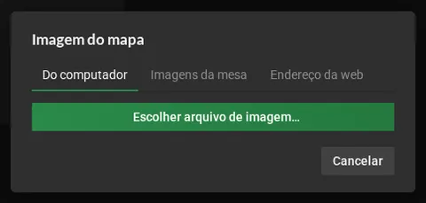 O diálogo Imagem do mapa, com as abas Do computador, Imagens da mesa e Endereço da web.