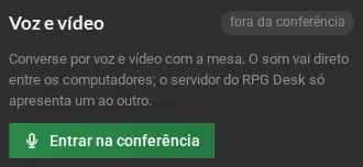 O painel Voz e vídeo, fora da conferência, com a explicação e o botão Entrar na conferência.
